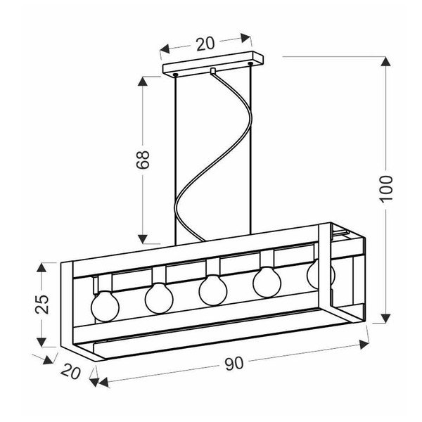 Must rippvalgusti 20x90 cm Varna - Candellux Lighting-image-2