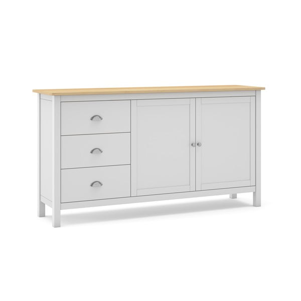 Valge/füüsiline madal männi kapp 150x80,5 cm Misti - Marckeric-image-3