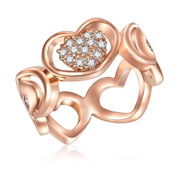 Dámský prsten v barvě růžového zlata Tassioni Lovers, vel. 54