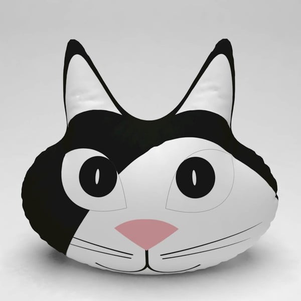 Černobílý polštářek Anim Cat