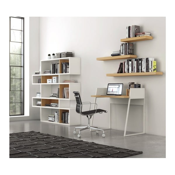 Valge raamaturiiul tammepuidust detailidega London - TemaHome-image-1