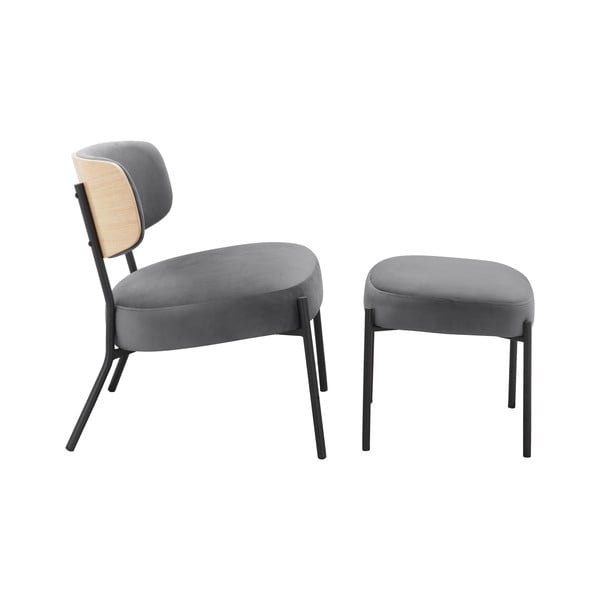 Hall sametist tugitool koos jalatoega Jerry - Støraa-image-1