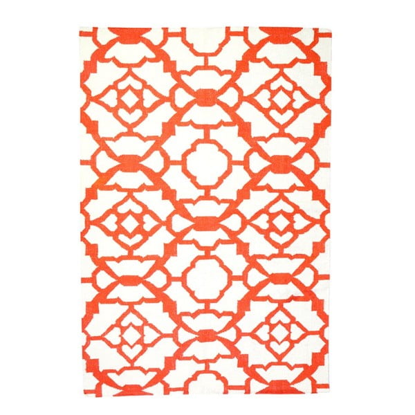 Vlněný koberec Geometry Chara Orange & White, 160x230 cm