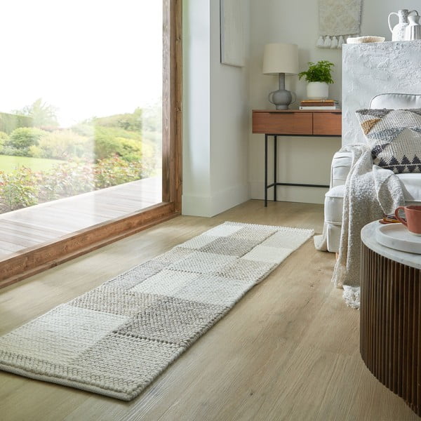 Beež käsitsi kootud villaseguga vaip 60x230 cm Minerals Patchwork - Flair Rugs-image-1