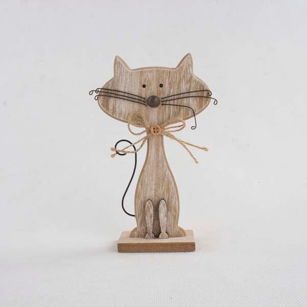 Dřevěná dekorace ve tvaru kočky Dakls Cats, výška 25 cm