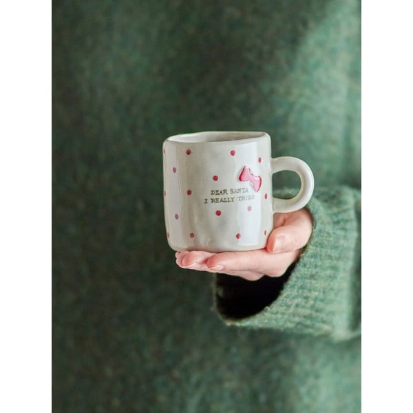 Beež kruus jõulumotiiviga kivikeraamikast 250 ml Christy - Bloomingville-image-1