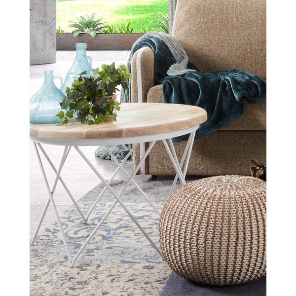 Pruun ja valge diivanipuhver Shore - Kave Home-image-2