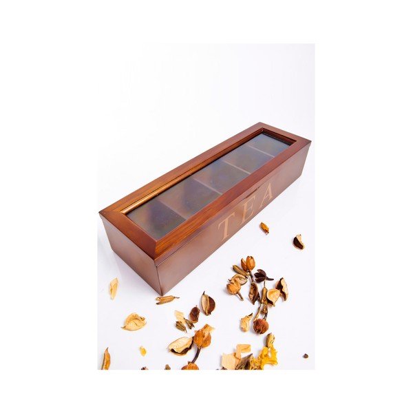 Dřevěná krabička na čaje Tea, 5 přihrádek-image-2
