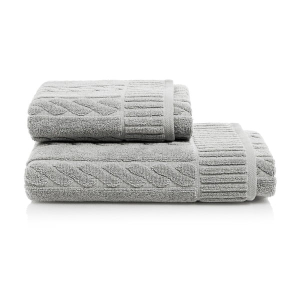 Set šedé osušky a ručníku z bavlny Maison Carezza Amelia