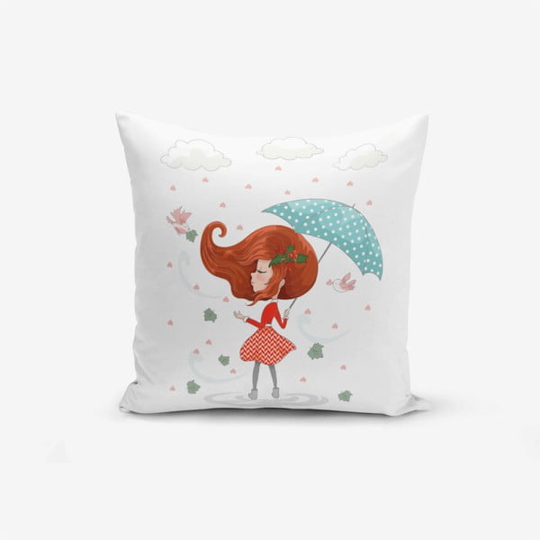 Padjaümbris tüdruk vihmavarjuga, 45 x 45 cm - Minimalist Cushion Covers