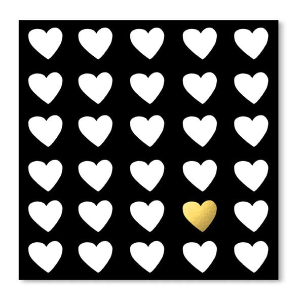 Černý plakát Americanflat Precious Heart, 30 x 30 cm