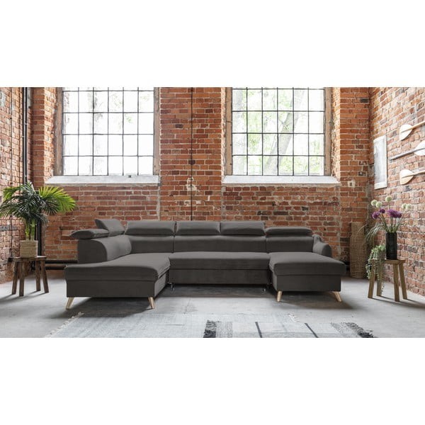 Tumehall sametist U-kujuline nurgadiivan (vasak nurk) Sweet Harmony - Miuform-image-1