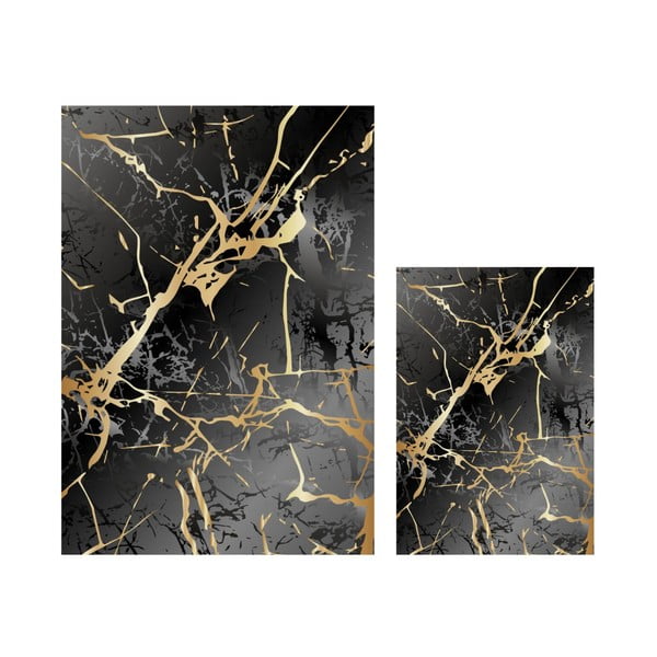 Mustad-kuldsed vannitoamatid 2 tk komplektis 60x100 cm Marble – Mila Home