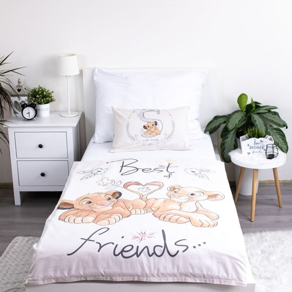 Helekollane puuvillane laste voodipesu 100x135 cm Lion King "Best Friends" - Jerry Fabrics-image-2