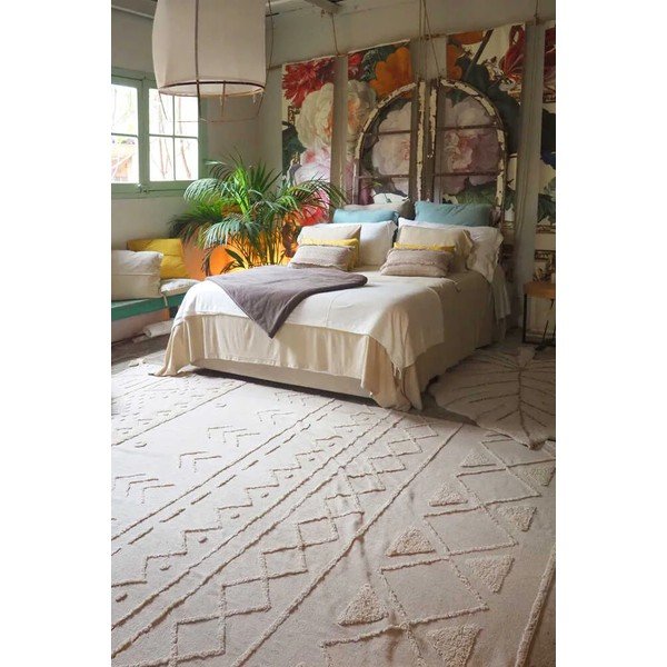 Valge pestav käsitsi kootud puuvillane vaip 170x240 cm Tribu Natural - Lorena Canals-image-1