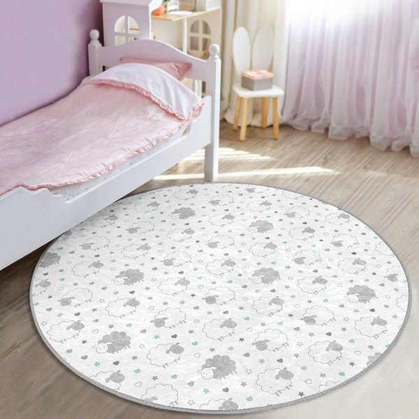 Helehall-valge laste vaip ø 80 cm Comfort - Mila Home-image-1