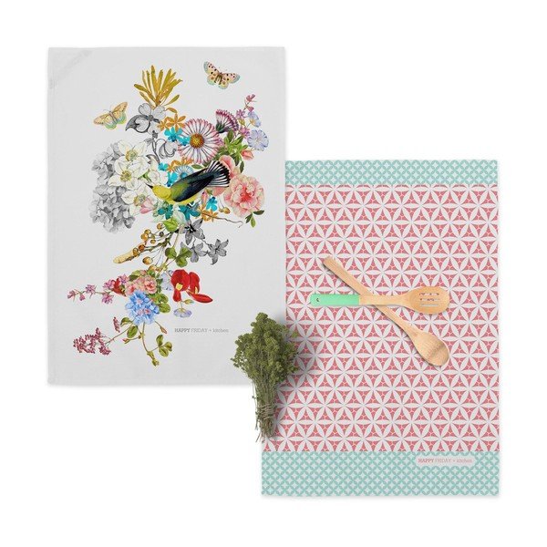 Komplekt 2 puuvillast köögirätikut, 70 x 50 cm Floral Branch - Happy Friday Basic