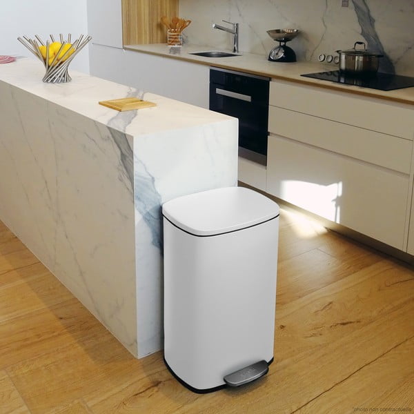 Matt valge terasest prügikast 50 l Akira - Spirella-image-1