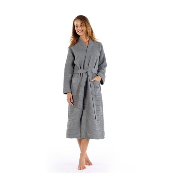 Hall puuvillane hommikumantel suurus L Mia Waffle - Foutastic-image-2