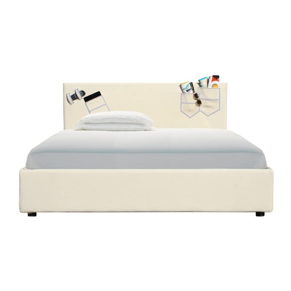 Béžová dvoulůžková postel s úložným prostorem 13Casa Task, 160 x 190 cm