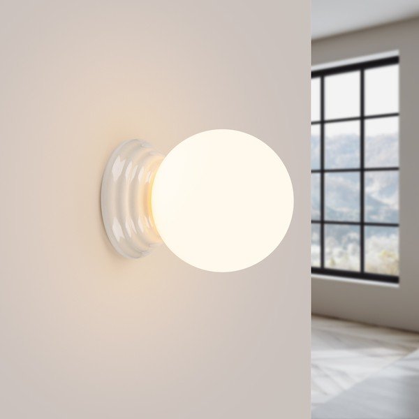 Valge keraamiline seinalamp ø 12 cm Farsa - Sollux-image-4