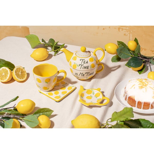 Kollane ja valge keraamiline kruus 250 ml Lemon - Sass & Belle-image-1