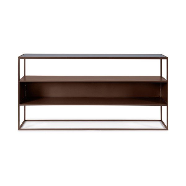 Tumepruun konsoollaud klaasist pealispinnaga 30x140 cm Godric - Bizzotto-image-3