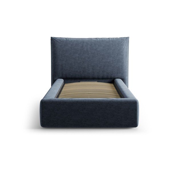 Tumesinine polsterdatud üheinimesevoodi koos panipaiga ja voodipõhjaga 90x200 cm Kaelle - Micadoni-image-3
