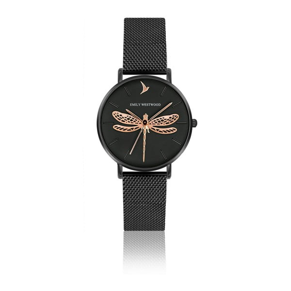 Dámské hodinky s černým páskem z nerezové oceli Emily Westwood Miliya
