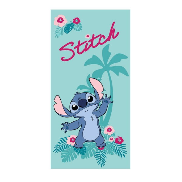 Türkiissinine mikrokiust laste vannirätik 70x140 cm Lilo and Stitch "Hawaii" - Jerry Fabrics