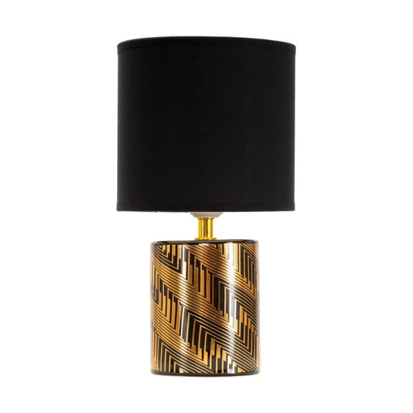 Tekstiilist varjuga keraamiline laualamp must-kuldne (kõrgus 28 cm) Glam Dark - Mauro Ferretti