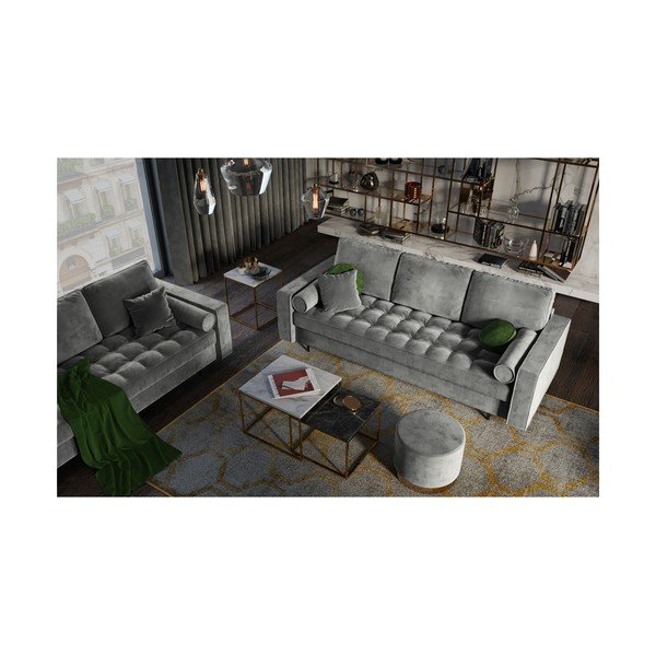 Helehall sametne diivanvoodi Santo - Milo Casa-image-1