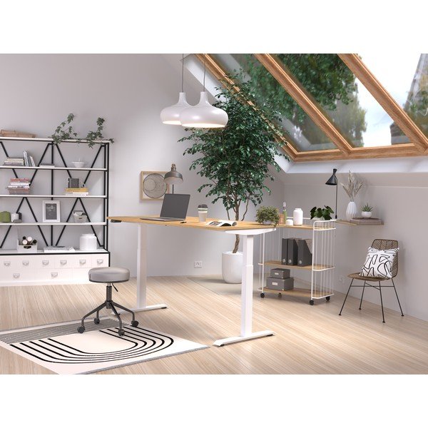 Elektriliselt reguleeritava kõrgusega tammedekooriga töölaud 80x160 cm Jet - Germania-image-1