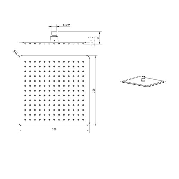 Hõbe roostevabast terasest dušisegisti Slim - Sapho-image-2