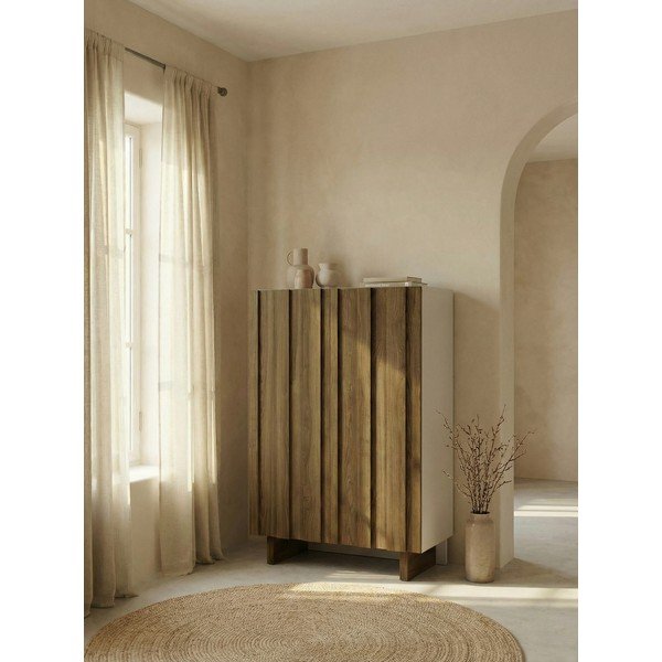 Kreemikas/naturaalse männipuidust kapp 90x120x43 cm Marlo - Marckeric-image-1