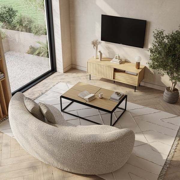 Must-puiduvärvi tammedekooriga diivanilaud 75x120 cm Douro - TemaHome-image-1