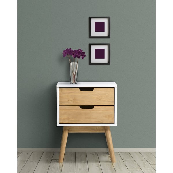 Valge ja pruun öökapp, mis on valmistatud massiivsest männipuidust Baku - Marckeric-image-1