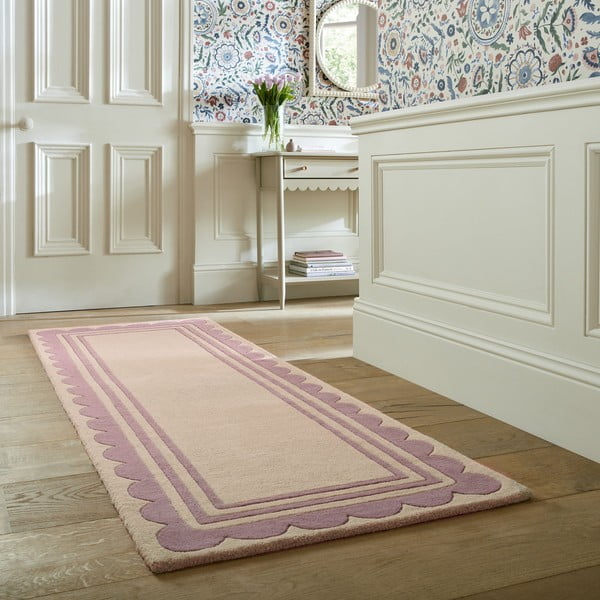 Lilla käsitsi kootud villane vaip 80x230 cm Lois Scallop - Flair Rugs-image-1