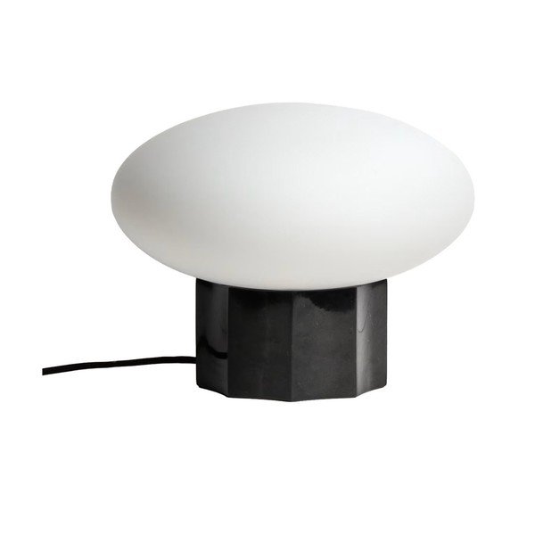 Valge/must metallist laualamp klaasist varjuga (kõrgus 20 cm) Idela - Kave Home