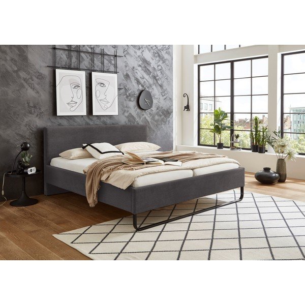 Hall polsterdatud kaheinimesevoodi 180x200 cm Swing - Meise Möbel-image-1