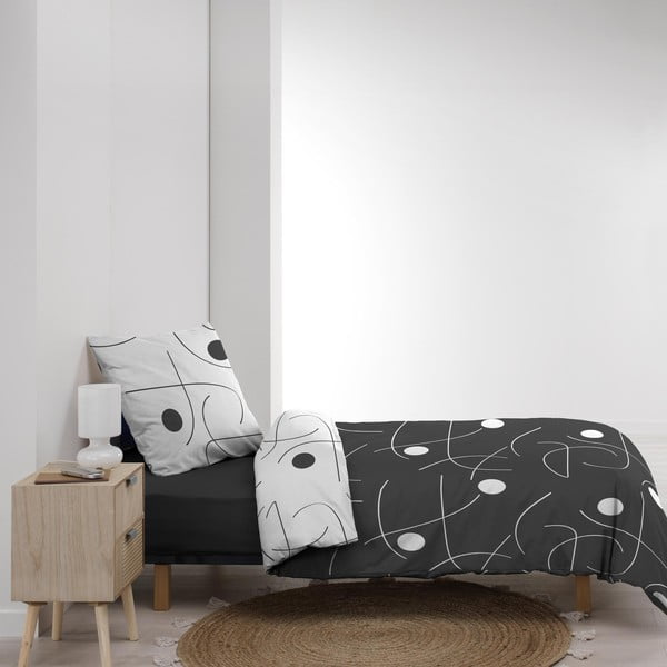 Valge-tumehall mikrokiust voodipesu ühekohalisele voodile 140x200 cm Sonate - douceur d'intérieur-image-4