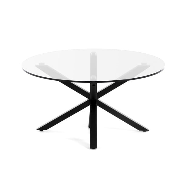 Must ümmargune diivanilaud klaasist pealispinnaga ø 82 cm Argo - Kave Home