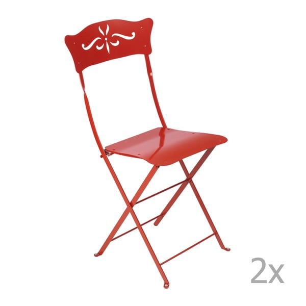 Sada 2 červených skládacích zahradních židlí Fermob Bagatelle