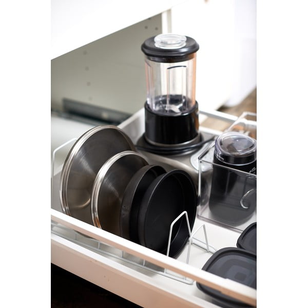 Valge reguleeritav riiul kaante ja pannide jaoks Tower - YAMAZAKI-image-4