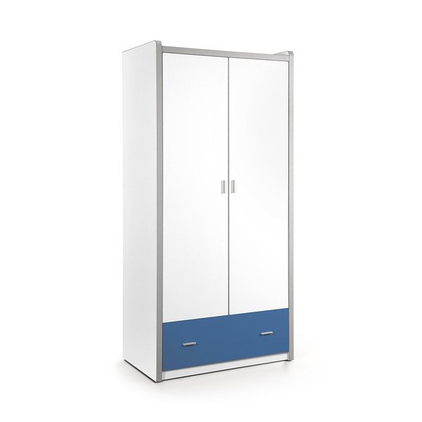Bílo-modrá šatní skříň Vipack Bonny, 202 x 96,5 cm