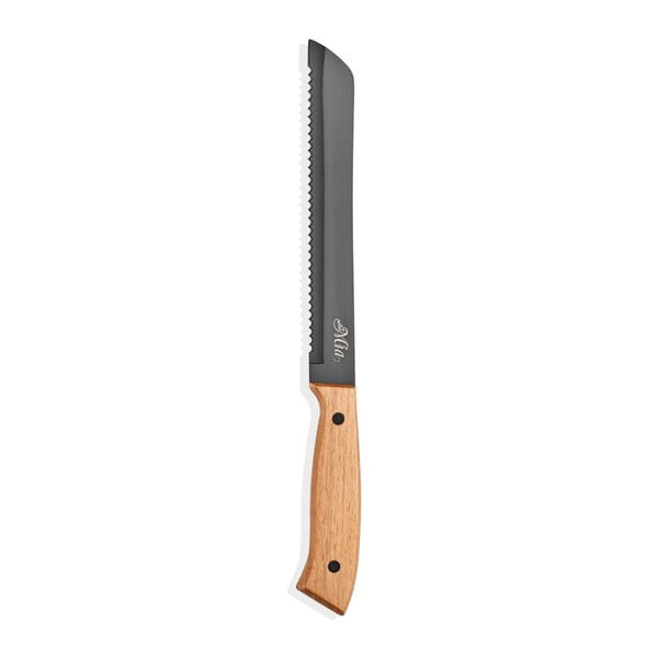 Šedý nůž na pečivo s dřevěnou rukojetí The Mia Cutt, délka 20 cm