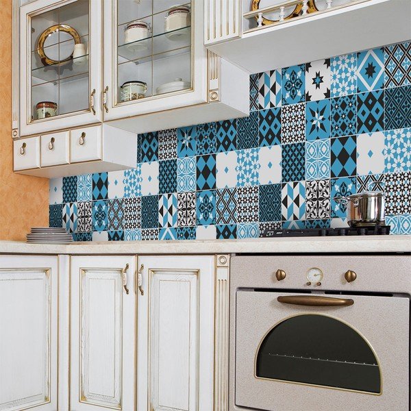 Sada 30 samolepek na stěnu Ambiance Azulejos Talia, 15 x 15 cm-image-3