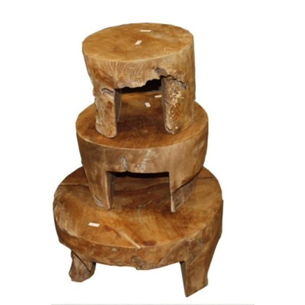 Sada 3 konferenčních stolků  z teakového dřeva HSM collection Mara, ⌀ 50 cm