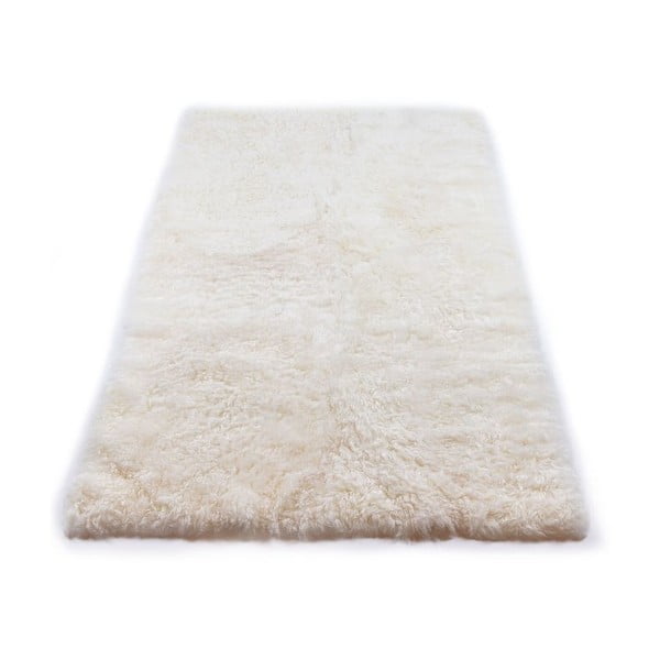 Bílý kožešinový koberec s krátkým chlupem, 165 x 100 cm