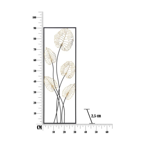 Metallne rippdekoratsioon lehtede mustriga Mauro Ferretti -B-, 31 x 90 cm Luxy - Mauro Ferretti-image-2